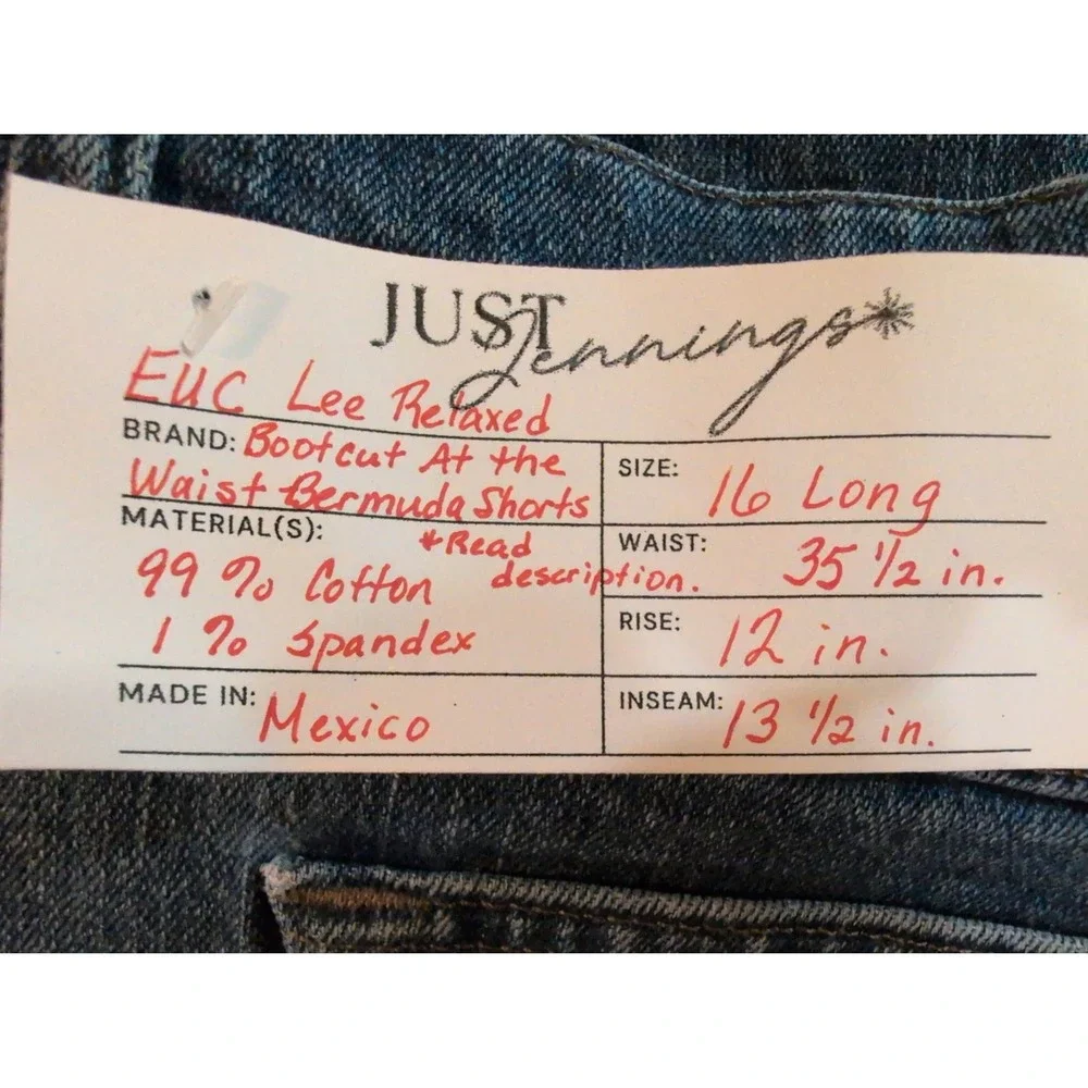 Lee‎ Womens Relaxed Fit Bermuda Shorts Blue Denim High Rise 16 Long 35.5 Waist